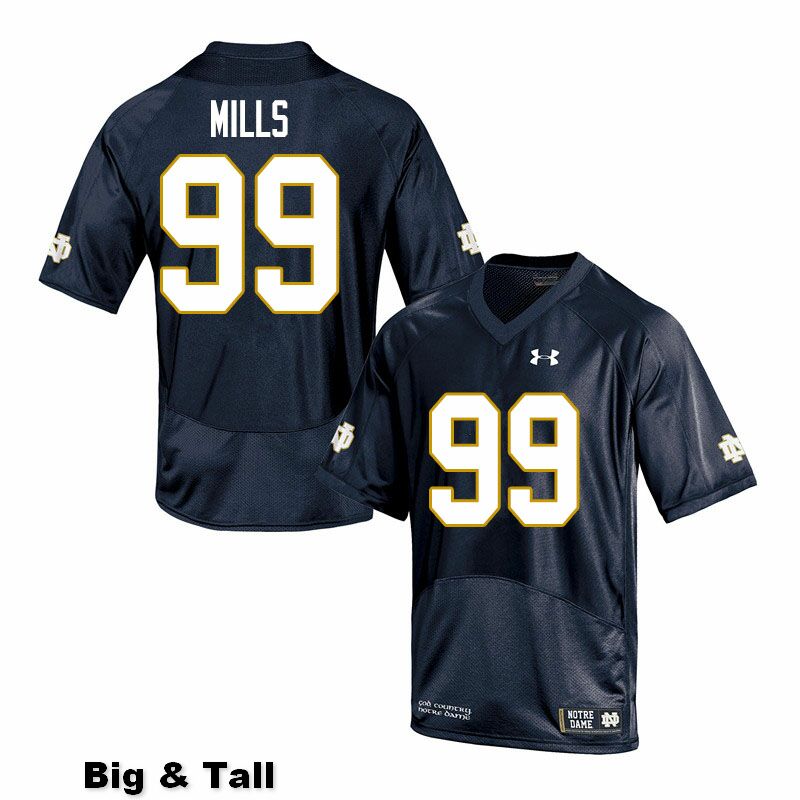 Men's NCAA Notre Dame Fighting Irish #99 Rylie Mills Stitched College Under Armour Authentic Navy Big & Tall Football Jersey DI10L05ND